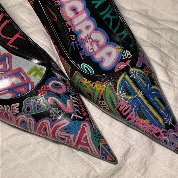 BALENCIAGA - Graffiti Knife Point Ice Pick Pump Size 40 - Picture 5 of 7